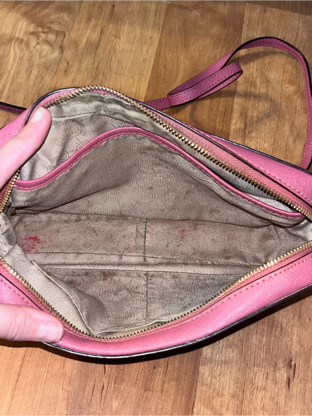 Michael Kors Pink Saffiano Leather Crossbody with Matching Wristlet - Picture 6 of 16
